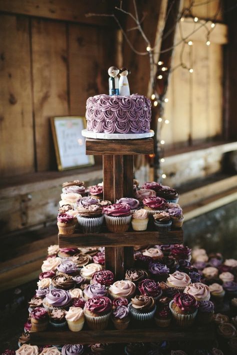 Mauve And Plum Wedding Centerpieces, Navy And Plum Wedding Decor, Cupcake Wedding Cake Purple, Lavender And Eggplant Wedding, Plum Color Wedding Cake, Navy Blue And Plum Wedding Centerpieces, Dark Purple Centerpieces Wedding, Purple And Cream Wedding Theme, Plum Lavender Gray Wedding