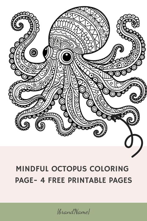 A soothing and engaging coloring page with an octopus in a mindful pattern, ideal for relaxation and creative expression. Octopus Colors, Octopus Coloring Page, Octopus Drawing, Octopus Illustration, Zentangle Tutorial, Zentangle Artwork, Dots Art, Creative Expressions, Octopus