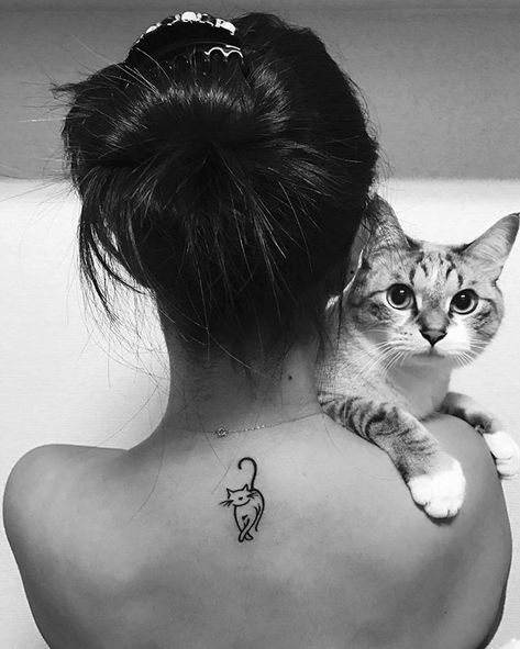 :: A Cat Tattoo, Cat Tattoo, A Cat, The Back, A Woman, Tattoos, White, Black