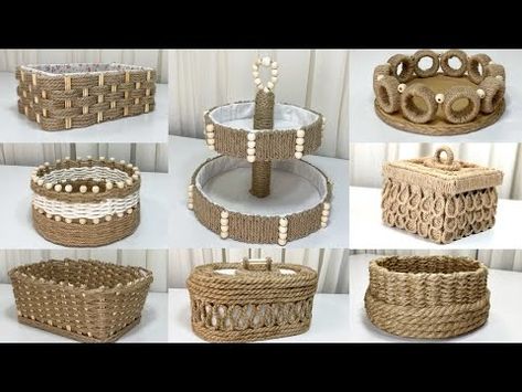 (9) 8 AMAZING JUTE IDEAS 2024 !!Easy Home decoration Ideas ❤️DIY - YouTube Jute Baskets Diy, Cardboard Organizer, Ideas For Organizing, Twine Diy, Rope Rug, Jute Crafts, Rope Crafts Diy, Home Decoration Ideas, Rope Crafts