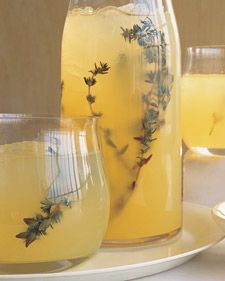 Martha Stewart's Vodka-Thyme Lemonade: Possibly trying this for Friday's end of school year party Thyme Lemonade, Good Lemonade Recipe, Glace Fruit, Thyme Simple Syrup, Pitcher Drinks, Best Lemonade, Martha Stewart Recipes, Vodka Lemonade, Lemonade Recipes