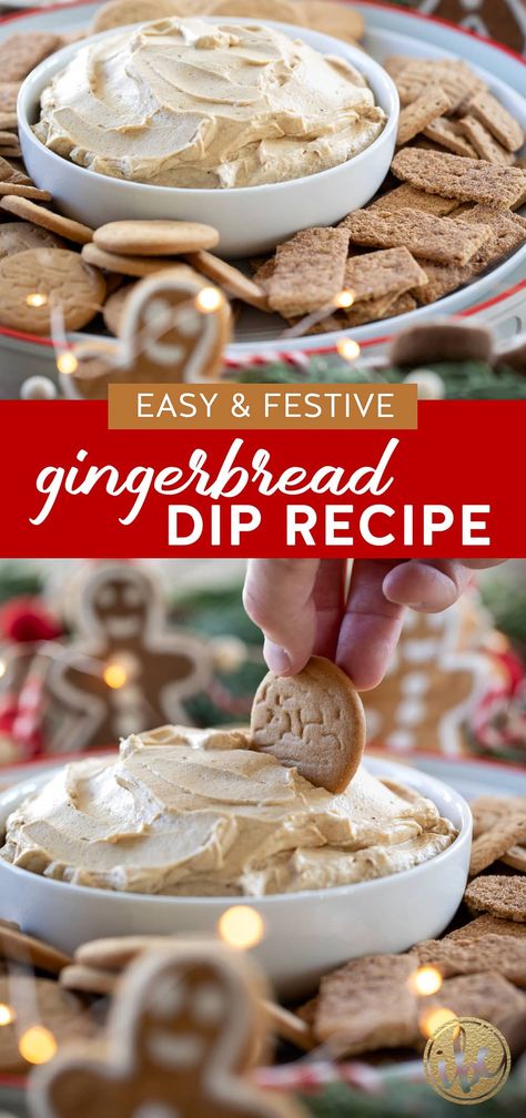 hand with cookie dipping into gingerbread dip. Ginger Snap Dip, Gingerbread Dip Recipe, Gingerbread Dip, Gingerbread Dolls, Homemade Whipped Cream Recipe, Cracker Dip, Easy Gingerbread, Best Christmas Desserts, Thanksgiving 2024