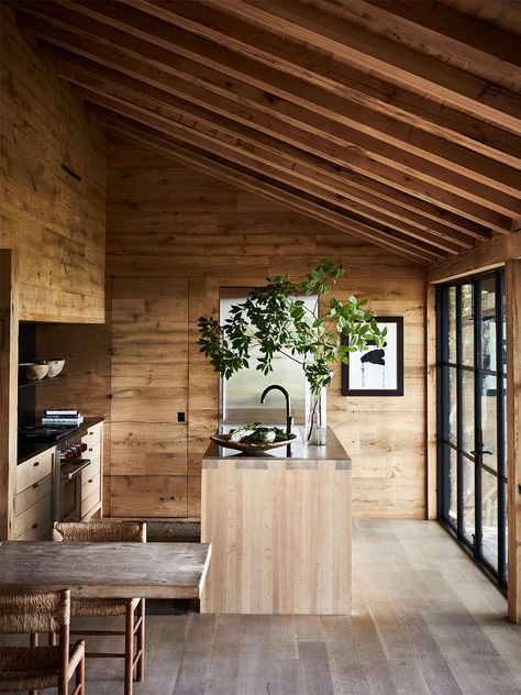 Inside a Designer’s Modern Blue Ridge Mountains Cabinet Steel Frame Doors, Amish Barns, North Carolina Mountains, Casa Container, Pierre Jeanneret, Green River, Brick Facade, Modern Cabin, Mountain Retreat