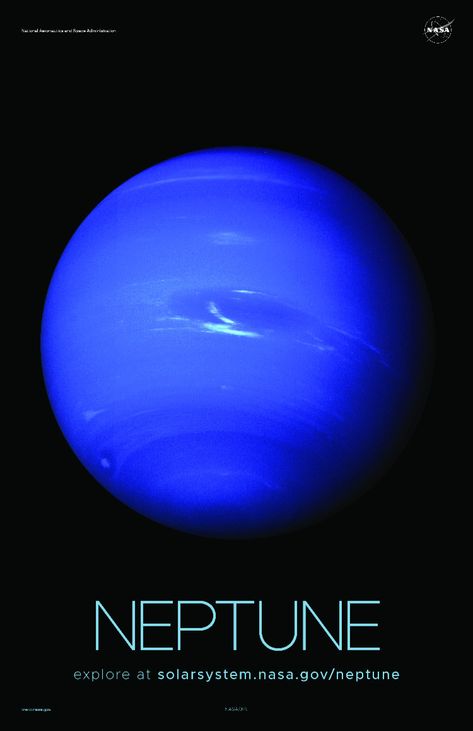 Dark, cold and whipped by supersonic winds, the giant Neptune is the eighth and most distant major planet orbiting our Sun. [...]

From "Solar System and Beyond Poster Set" (NASA Science - Solar System Exploration)

#nasa #poster #astronomy #solarsystem #neptune #planet #galaxy Nasa Posters, Star Watching, Nasa Planets, Planet Neptune, Neptune Planet, Planets Images, Solar System Poster, Nasa Poster, Astronomy Facts