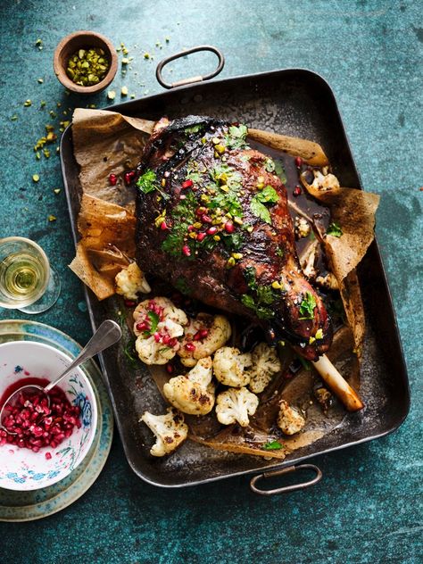 This is a great way of celebrating full-flavoured autumn lamb by roasting it with a few middle ... Middle Eastern Thanksgiving, Persian Lamb Shoulder, Holiday Lamb Recipes, Moroccan Lamb Shoulder, Slow Cooked Lamb Recipes, Signature Appliances, Middle Eastern Dinner Party, Lamb Shoulder Recipes, Roast Lamb Recipes