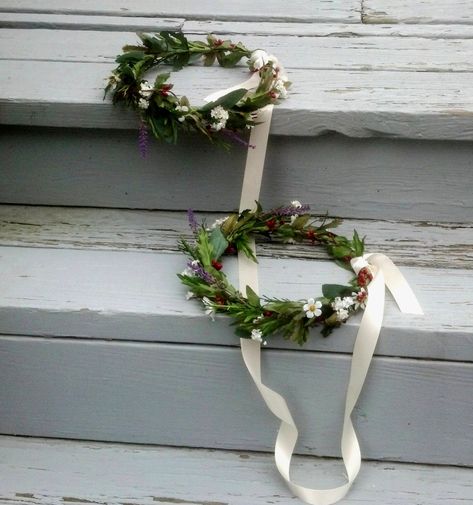 Winter wedding Stefana Flower crown private Greek marriage ceremony Headdress set of 2 ribbon joined hair wreaths red accessories bridal Mediterranean Wedding Ideas, Greek Wedding Traditions, Greek Crown, My Big Fat Greek Wedding, Olive Hair, Greek Flowers, Wreath Crown, Bridal Hair Wreath, Bridal Halo