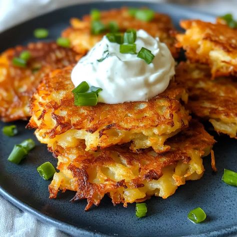 Easy Potato Latkes Recipe - avarecipes.com Latkes Aesthetic, Potatoe Latkes Recipe Baked, Easy Potato Latkes, Latka Recipe Potato Latkes, Potato Latkes Easy, Cheese Latkes, Latkes Recipe Easy, Potato Latkes Recipe, Latkes Recipe