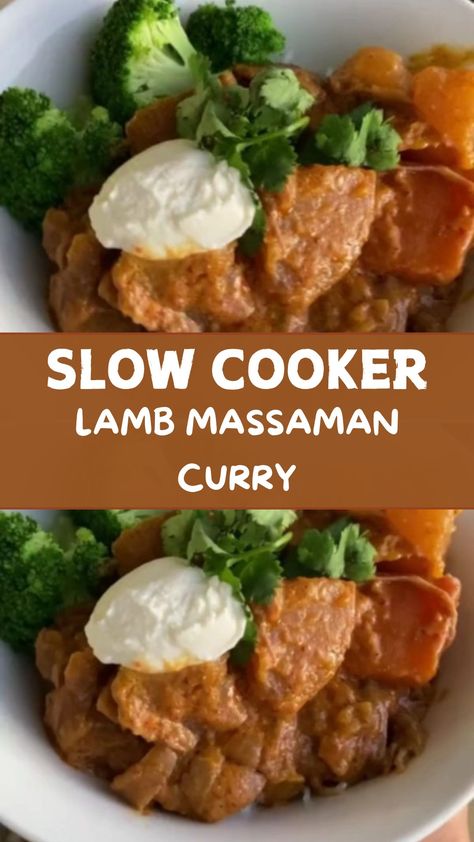 Lamb Massaman Curry Slow Cooker Massaman Curry Slow Cooker, Lamb Massaman Curry, Curry Slow Cooker, Curry Lamb, Slow Cooker Curry Recipes, Slow Cooker Curry, Slow Cooker Lamb, Thai Curry Paste, Chuck Steak