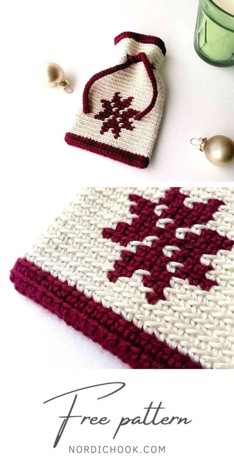 Small Crochet Gifts, Crochet Drawstring Bag, Knitting Bag Pattern, Crochet Christmas Gifts, Gifts Crochet, Confection Au Crochet, Crochet Xmas, Handbags Patterns, Crochet Handbag