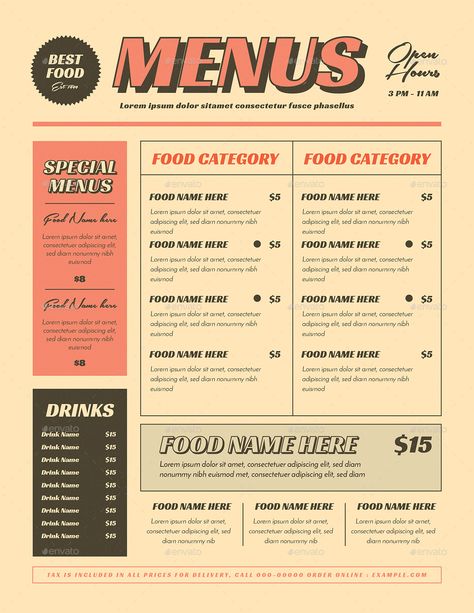 Retro Menus #Retro, #Menus Industrial Menu Design, Diner Menu Design, Aesthetic Menu Design, Retro Menu Design, Menu Layout Design, Vintage Menu Design, Menu Graphic Design, Menus Design, Menu Design Layout