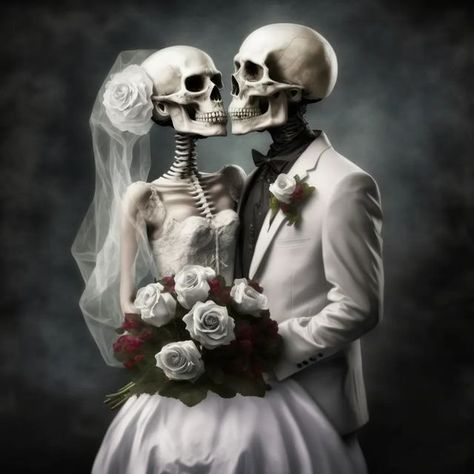 Wedding Skeletons, Skull Bride And Groom, Skeleton Bride, Skull Pictures, Betty Boop Cartoon, Skeleton Skull, Instagram White, Halloween Images, Beautiful Gif