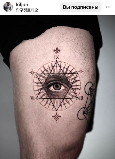 Geometric Eye Tattoo, Seshomaru Y Rin, Occult Tattoo, Belly Tattoos, Mens Shoulder Tattoo, Tattoo Inspiration Men, Geometric Tattoo Design, Sun Tattoos, Tattoo Graphic