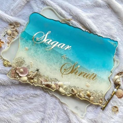 Playing with resin 🤪 Resin Name Plates For Home, Resin Art Name Plate, Resin Name Plate, Name Plates For Home, Sign Boards, Name Plate Design, Personalized Name Plates, Best Gift For Wife, Bridal Gift Wrapping Ideas