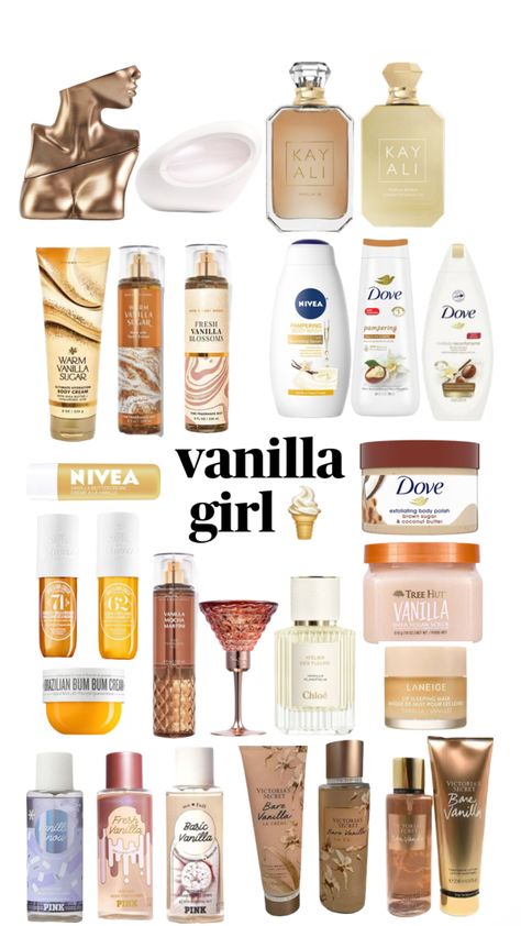 #vanilla #vanillagirl Vanilla Toiletries, Vanilla Scent Routine, Vanilla Coconut Scent Combo, Vanilla Body Care Products, Vanilla Coconut Scent, Vanilla Hair Care, Best Scent Combos Vanilla, Vanilla And Coconut Body Care, How To Smell Like Vanilla Affordable