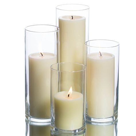 Amazon.com: Eastland Cylinder Pillar Holder & Richland Pillar Candles Ivory Set of 48: Home & Kitchen Floating Candle Vase, Glass Taper Candle Holders, Cylinder Candle Holders, Cylinder Candle, Ivory Pillar Candles, Glass Pillar Candle Holders, Ivory Candles, Cylinder Candles, Pillar Holders