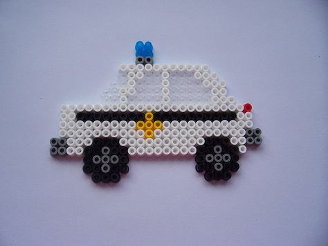 Police Car by Shazann, via Flickr Melty Bead Patterns, Hama Beads Design, Perler Crafts, Hama Bead, Hama Beads Patterns, Melting Beads, Iron Beads, Police Car, Perler Beads Designs