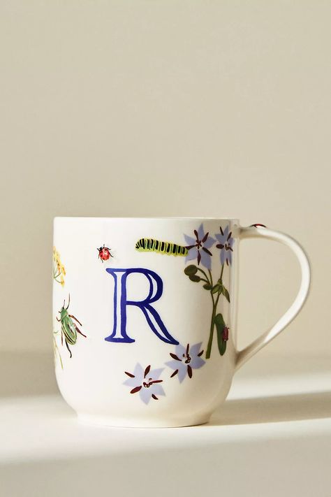 Monarch Monogram Mug | Anthropologie Anthropologie Mugs, Monogram Mug, Bright Dress, The Monarch, Stoneware Mugs, 50 Fashion, Color Coding, Gift Shop, Stoneware