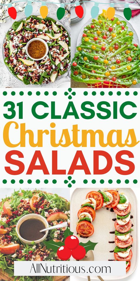 Discover the best salad recipes to add a healthy touch to your festive table! A perfect blend of Christmas food ideas with vibrant, fresh and scrumptious ingredients. Great meals for family dinners and sure to impress! Enjoy these holiday recipes! Meals For Family Dinners, Salad Recipes Holidays, Christmas Fruit Salad, Meals For Family, Christmas Pasta, Christmas Food Ideas, Winter Fruit Salad, Christmas Salad Recipes, The Best Salad