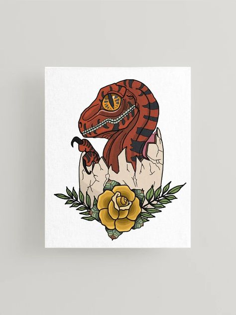 "Baby Raptor Tattoo" Mounted Print for Sale by FeanorDesigns | Redbubble Small Raptor Tattoo, Raptor Skull Tattoo, Cute Raptor Tattoo, Raptor Skeleton Tattoo, Raptor Blue Drawing, Raptor Tattoo, Tattoo Art, Wood Print, Art Boards