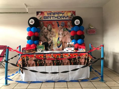 Wrestling Birthday Party Ideas, John Cena Birthday, Wrestling Birthday Party, Boxing Theme Party Ideas, Lucha Libre Party, Wrestling Birthday Parties, High School Wrestling, Wrestling Birthday, Wrestling Party