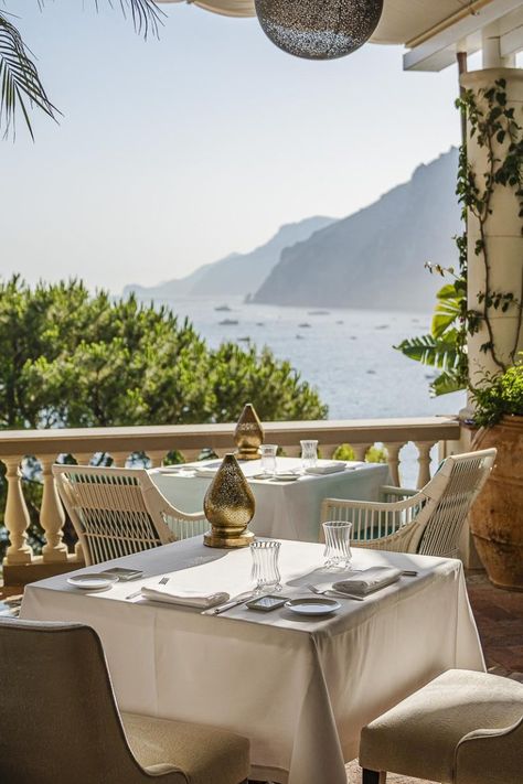 Maestro’s - Villa Treville Positano - Sea view Gourmet Restaurant Mediterranean Fine Dining, Sea View Restaurant, Positano Restaurant, Villa Treville, Gourmet Restaurant, Small Villa, Mediterranean Villa, Beautiful Hotels, Sea View