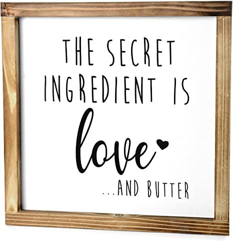 Farmhouse Dining Room Wall Decor, Kitchen Decor Frames, Secret Ingredient Is Love, Pantry Sign, Farmhouse Kitchen Signs, Funny Kitchen Signs, Modern Farmhouse Kitchen Decor, Boho Kitchen Decor, Bakery Decor