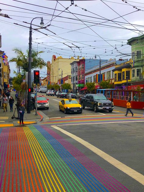 Rainbow sidewalks in Castro, San Francisco Castro San Francisco, San Francisco Pictures, San Francisco Downtown, California Towns, San Francisco Streets, San Francisco State University, Moving To San Francisco, San Francisco Photos, Berkeley California