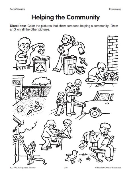 Social Studies Helping the Community Community Directions: Color the pictures that show someone helping a community. Draw an X on all the other pictures. Social Studies Kindergarten, Social Studies For Kids, Social Studies Communities, Preschool Social Studies, Map Skills Worksheets, Community Picture, Class Quotes, 3rd Grade Social Studies, Community Service Projects