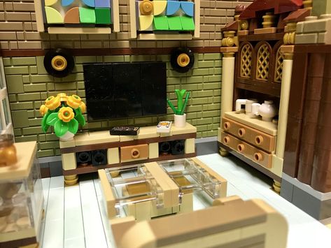 my new living room Lego Dining Room, Lego Living Room Furniture, Lego Living Room, Lego Apartment, Lego Kitchen Moc, Lego Interior Design, Lego Modular, Lego Room, Apartment Room