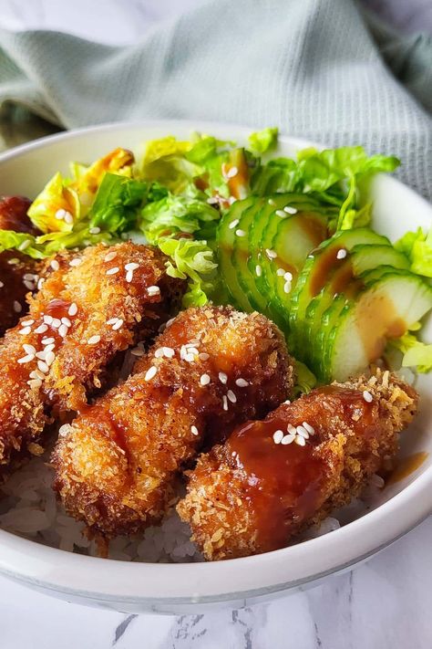 Crispy Chicken Katsu Bowl Chicken Katsu Bowl, Katsu Bowl, Crispy Chicken Katsu, Katsu Sauce, Chicken Katsu Recipes, Chicken Sushi, Japanese Fried Chicken, Rice Brands, Tonkatsu Sauce