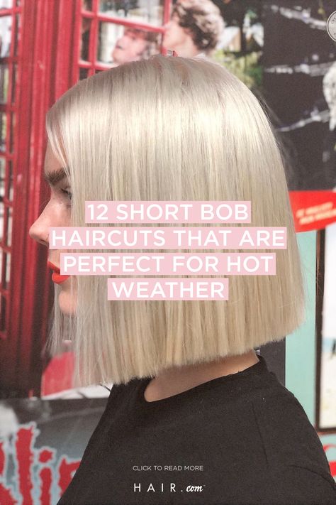 Don't know how to style your hair in this hot weather? Bob haircuts are trending right now - here are 12 short hairstyles that will fit you! Cute Summer Haircuts, Humid Weather, Haircut Inspiration, Flat Hair, Best Short Haircuts, Short Bob Haircuts, Salon Hair, Bob Haircut, Bob Haircuts