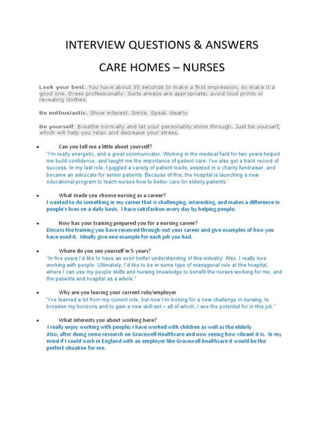 Interview Questions & Answers Care Homes - Nurses | PDF | Nursing | Patient Nursing School Interview Questions, Nursing Interview Questions And Answers, Nurse Interview Questions, Nurse Interview, Nursing Interview Questions, Sample Interview Questions, Nursing Interview, Patient Care Technician, Nursing Questions