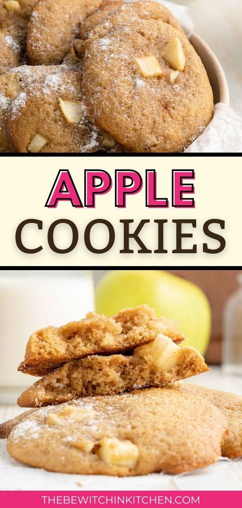 These Apple Cookies are so easy to prepare and are all about natural flavors. Naturally sweet apples, moist brown sugar, and just a bit of cinnamon are all we need to turn a normal sugar cookie dough into something truly spectacular. We recommend using a tart apple for this recipe, like Rome red apples, Honeycrisp, or Granny Smith. Spiced Apple Pie, Apple Cookies Recipes, Apple Brown Sugar, Apple Pie Cookies, Sweet Apples, Dessert Alternatives, Brown Sugar Cookies, Pie Cookies, Healthier Desserts