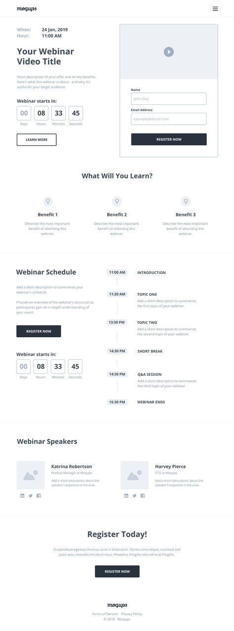 Landing Page Wireframe Layout, Webinar Page Design, Webinar Email Design, Webinar Website Design, Webinar Landing Page, Landing Inspiration, Landing Page Wireframe, Webinar Template, Wireframe Web