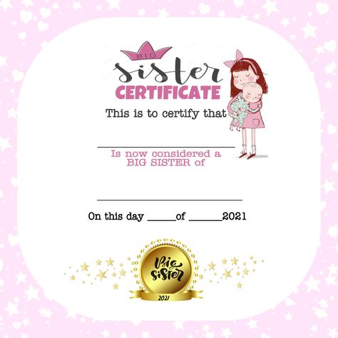 Big Sister, Little Sisters, Free Printables, Shower, Baby Shower