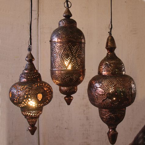 I want these for my patio!! Dekorasi Maroko, Moroccan Lamps, Moroccan Pendant Light, Moroccan Inspiration, Plug In Pendant Light, Moroccan Lighting, Turkish Lamps, Moroccan Lamp, Moroccan Lanterns