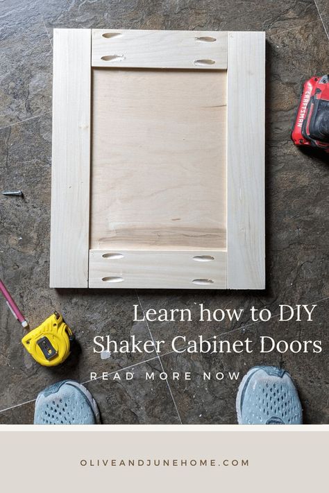 DIY your own shaker style doors for your next cabinet project. #shakerdoors #beginningwoodworking #diyhomeimprovement Shaker Style Cabinets Diy, How To Make Shaker Cabinet Doors, How To Build Cabinets, Diy Shaker Cabinet Doors, Diy Shaker Door, Diy Shaker Cabinets, Cabinets On A Budget, Kitchen Cabinets On A Budget, Fireplace Cabinets