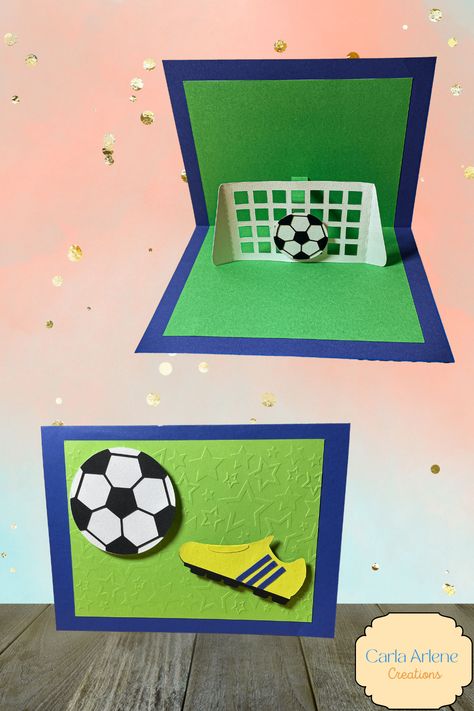 Know a soccer fan with a birthday - make them a card using the soccer popup card svg Soccer Birthday Cards Diy, Soccer Cards Handmade, Soccer Birthday Cards, Soccer Birthday Card, Soccer Crafts, Soccer Cards, Simple Pop, Fishing Cards, Soccer Birthday