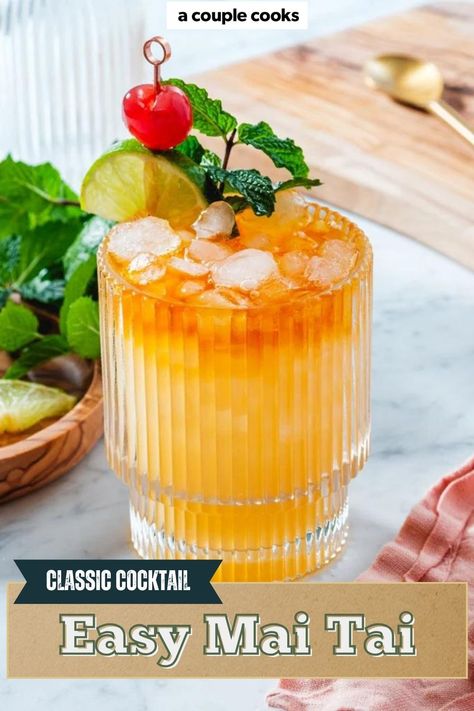 Here's how to make the original Mai Tai recipe! Gather the ingredients for this tropical rum drink that's as complex as it is fruity. #maitai #recipe #maitaicocktail #maitaidrink #rumcocktail #rum #tropical Easy Mai Tai Recipe, Mai Tai Recipe, Cold Dip Recipes, Vegan Brunch Recipes, Best Fish Recipes, Winter Salad Recipes, A Couple Cooks, Salad Dressing Recipes Healthy, Vegan Brunch