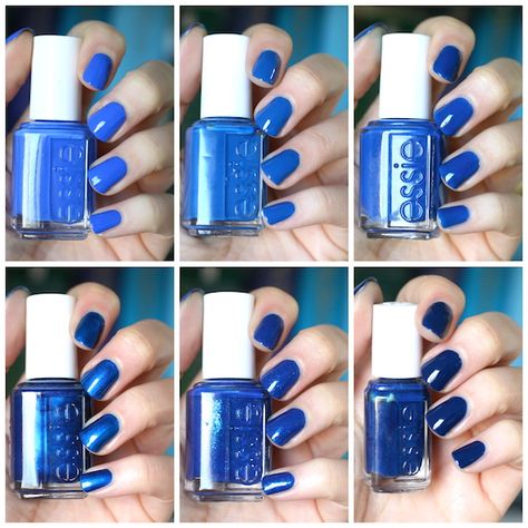 Essie Cobalt Blue Comparison : Butler Please, Mezmerised, Aruba Blue, Loot the Booty, Style Cartel & Bouncer It's Me Essie Aruba Blue, Essie Butler Please, Pretty Fingers, Scrub Diy, Polished Nails, Curved Nails, Daisy Nails, Long Nail, Nail Polish Art