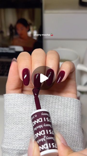 DND Gel on Instagram: "Happiness as a color🍒☕️ Have you tried DND 751 Cherry Mocha this season yet?   Nails by @heluviee <3❤️" 751 Dnd, Dnd Cherry Mocha, Dnd Nail Colors, Cherry Mocha Nails, Mocha Nails, Cherry Mocha, Naild It, December Nails, Cherry Nails