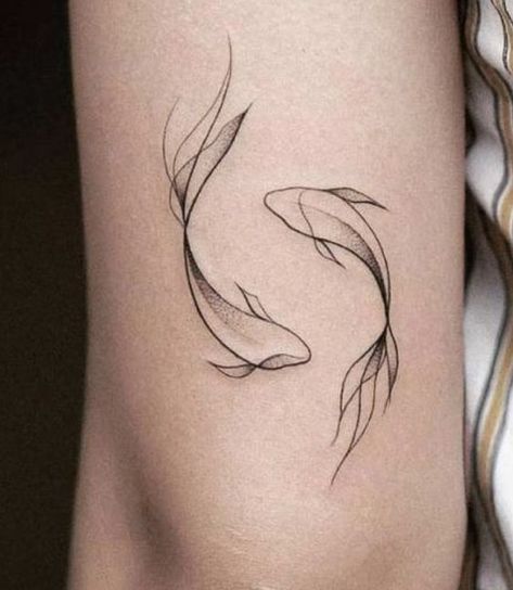 Elegant Koi Fish Tattoo, 333 Tattoo Placement Ideas, Line Drawing Mermaid, Tattoo Carpe Koi, Tattoo Ideas Pisces, Two Fish Tattoo, Tattoo Ideas Fish, Simple Koi Fish Tattoo, Fishes Tattoo