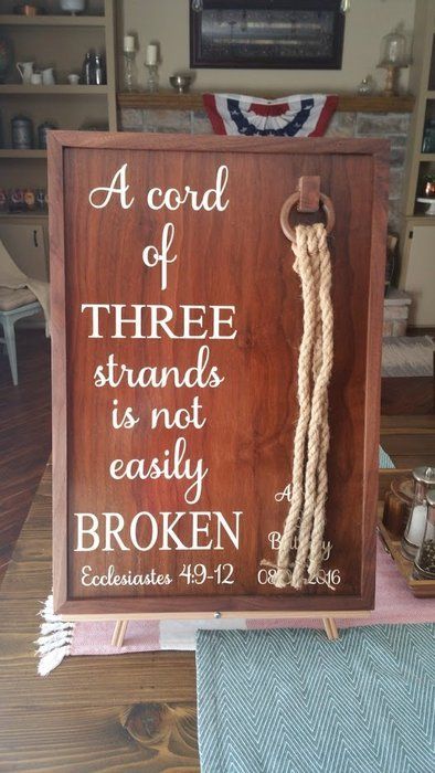 Wedding Unity Sign A Frame Shed, Cord Of Three Strands Wedding, Cord Of 3 Strands, Cord Of Three Strands, Wedding Ceremony Signs, Ceremony Sign, Unity Ceremony, Ceremony Signs, Personalized Couple Gifts