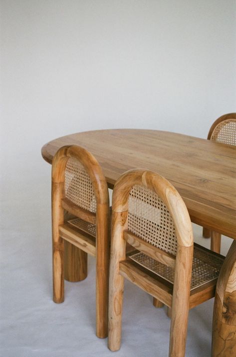 Archie Dining Chair Unique Dining Chairs, Eclectic Dining Chairs, Simple Dining Chair, Organic Chair, Natural Wood Furniture, Organic Furniture, Rattan Chairs, Curved Furniture, Natural Furniture