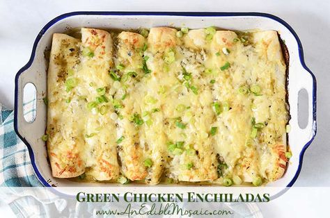 Green Chicken Enchiladas with Description Recipe With Salsa, Green Chicken Enchiladas, Chicken Enchiladas Recipe, Salsa Verde Recipe, Jackfruit Recipes, Green Chicken, Verde Recipe, Enchiladas Recipe, Chicken Enchilada Recipe