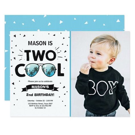 Two Cool Birthday Invitation Boy 2Nd Birthday Blue #birthdayinvitations #birthday #1stbirthdayinvitations #quinceanerainvitations #birthdayinvitationstemplate #birthdayinvitationcard #disneybirthdayinvitations #zazzle #zazzleinvitation Boy Second Birthday, Two Cool Birthday, Boy 2nd Birthday, Second Birthday Boys, 2nd Birthday Party For Boys, Second Birthday Party, 2nd Birthday Boys, Two Cool, Second Birthday Ideas