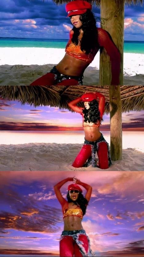 Aaliyah-Rock the Boat Aaliyah 2000s Outfits, Live Music Outfit Ideas, 90s Caribbean Fashion, 2000s Music Video Outfits, Aaliyah Rock The Boat Outfit, Aaliyah Jersey Outfit, 2000s Reggaeton Aesthetic, Rock The Boat Aaliyah, Aaliyah Photoshoot