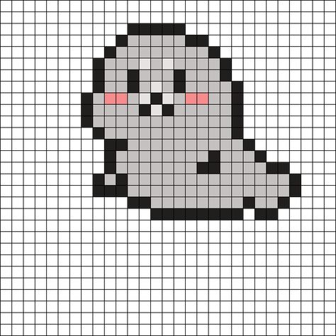 Seal Perler Bead Pattern | Bead Sprites | Animals Fuse Bead Patterns Seal Perler Bead Pattern, Seal Perler Beads, Penguin Perler Bead Patterns, Seal Pixel Art, Kandi Cuff Patterns, Modele Pixel Art, Kandi Cuffs, Easy Perler Bead Patterns, Pixel Art Ideas