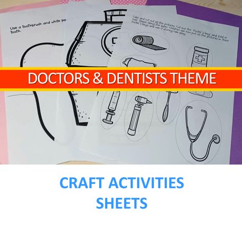 Doctors & Dentists Activity Doctor Bag Craft, Dentist Crafts, Doctor Craft, Teeth Doctor, Community Helpers Theme, Math Literacy, Community Helpers, Craft Bags, Themed Crafts