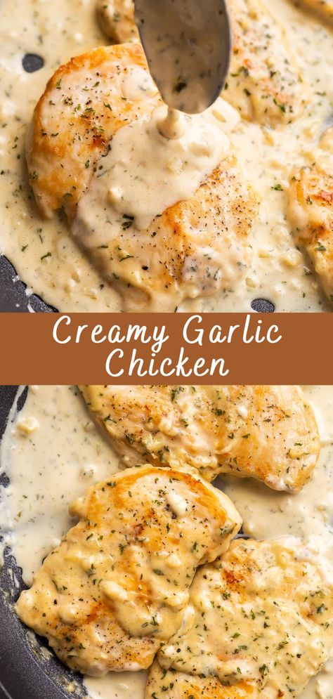 When it comes to comfort food, few dishes can match the indulgent satisfaction of a creamy garlic chicken recipe. This delectable dish combines the richness of cream with the bold flavors of garlic and tender chicken, resulting in a harmonious symphony of taste that is both hearty and comforting. Whether you're hosting a dinner party or just looking to treat yourself to a delightful homemade meal, this recipe is a must-try. In this article, we'll take you through the step-by-step process of creating this mouthwatering dish and share some insights into its origins and variations. Healthy Cream Sauce Chicken, Garlic Gravy Chicken, Can Cream Of Chicken Recipes, Chicken Recipes For Party Dinners, Cafe Delights Recipes Chicken, Baked Chicken With Heavy Cream, Butter Cream Chicken, Creamy Garlic Chicken Thigh Recipes, Creamy Gravy For Chicken